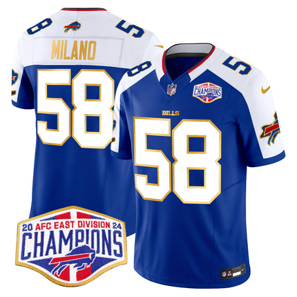 Men's Bills 2024 AFC East Division Champions Gold Trim Vapor Limited Jersey - All Stitched