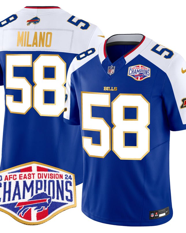 Men's Bills 2024 AFC East Division Champions Gold Trim Vapor Limited Jersey - All Stitched