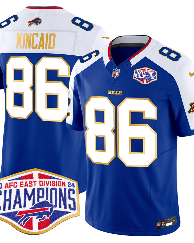 Men's Bills 2024 AFC East Division Champions Gold Trim Vapor Limited Jersey - All Stitched