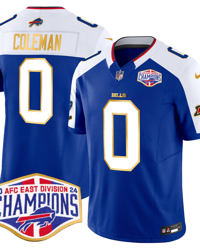 Men's Bills 2024 AFC East Division Champions Gold Trim Vapor Limited Jersey - All Stitched