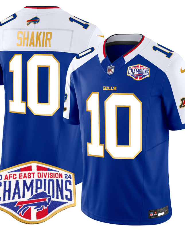 Men's Bills 2024 AFC East Division Champions Gold Trim Vapor Limited Jersey - All Stitched