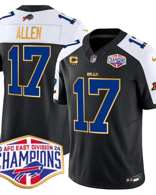 Men's Bills 2024 AFC East Division Champions Gold Trim Vapor Limited Jersey - All Stitched