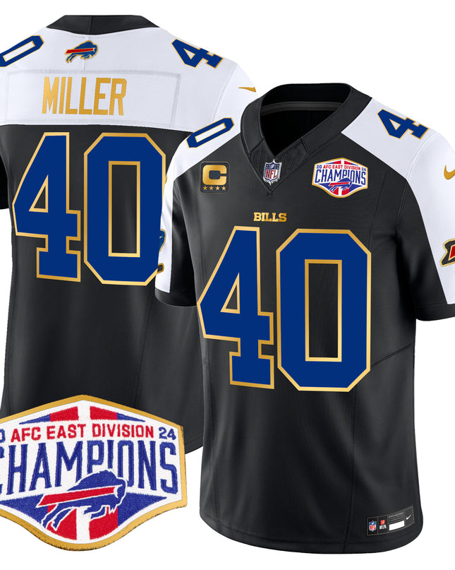 Men's Bills 2024 AFC East Division Champions Gold Trim Vapor Limited Jersey - All Stitched