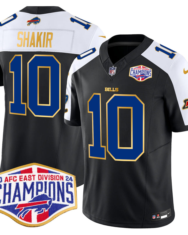 Men's Bills 2024 AFC East Division Champions Gold Trim Vapor Limited Jersey - All Stitched
