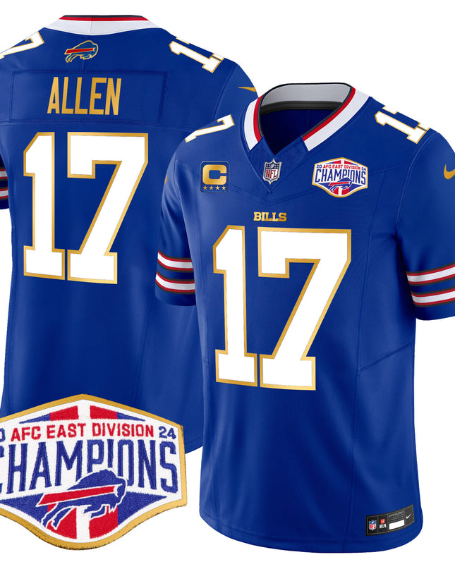 Men's Bills 2024 AFC East Division Champions Gold Trim Vapor Limited Jersey - All Stitched