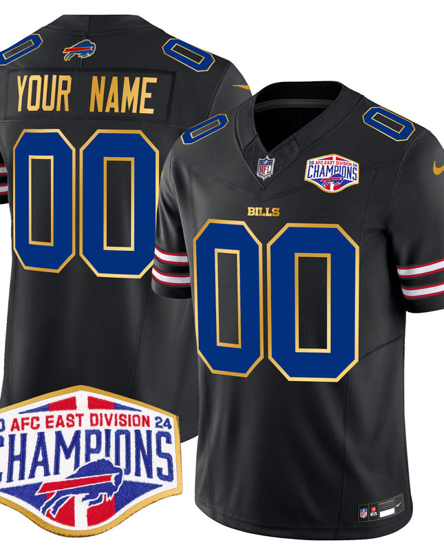 Bills 2024 AFC East Division Champions Gold Trim Vapor Limited Custom Jersey - All Stitched