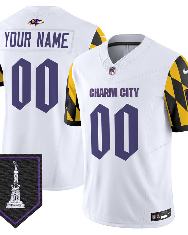 Ravens City Edition Patch Vapor Limited Custom Jersey - All Stitched