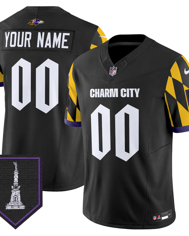 Ravens City Edition Patch Vapor Limited Custom Jersey - All Stitched