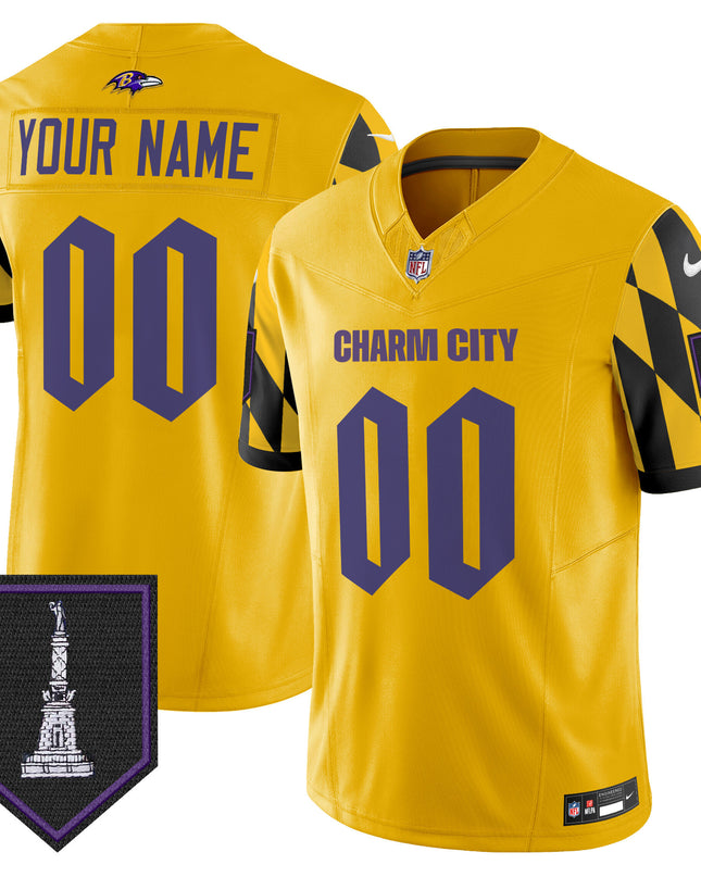 Ravens City Edition Patch Vapor Limited Custom Jersey - All Stitched
