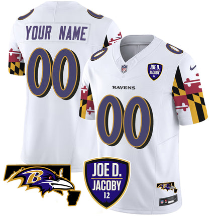Ravens Joe D & Jacoby Patch Vapor Limited Custom Jersey V2 - All Stitched