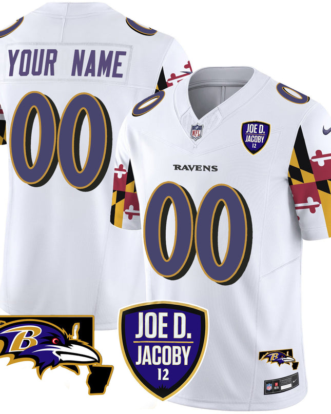 Ravens Joe D & Jacoby Patch Vapor Limited Custom Jersey V2 - All Stitched
