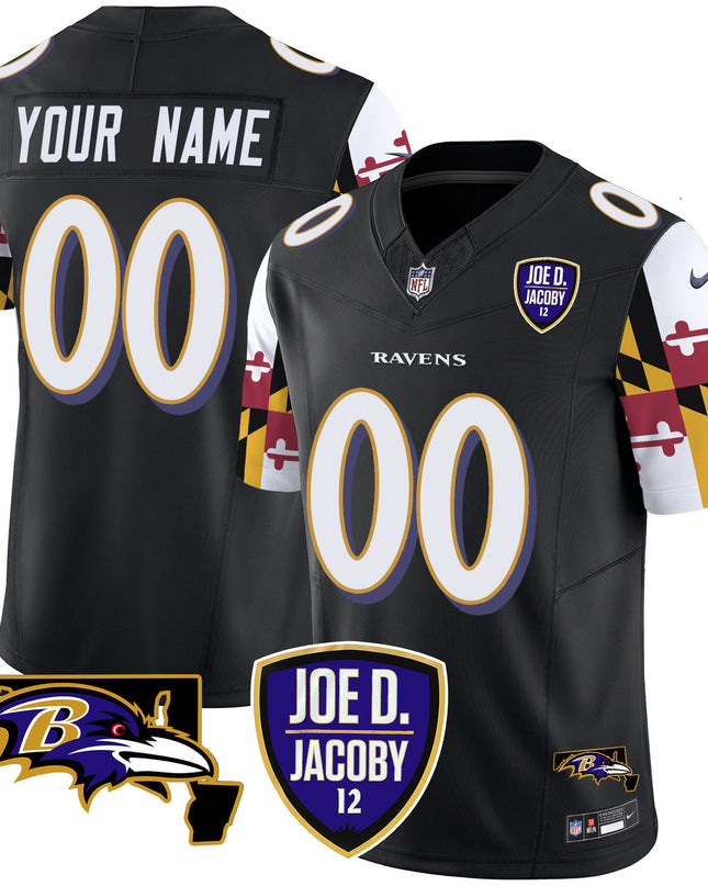 Ravens Joe D & Jacoby Patch Vapor Limited Custom Jersey V2 - All Stitched