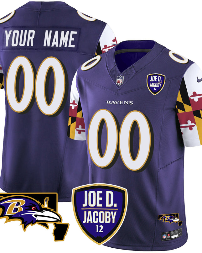 Ravens Joe D & Jacoby Patch Vapor Limited Custom Jersey V2 - All Stitched
