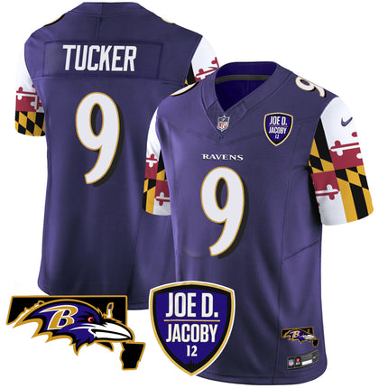 Men's Ravens Joe D & Jacoby Patch Vapor Limited Jersey V2 - All Stitched