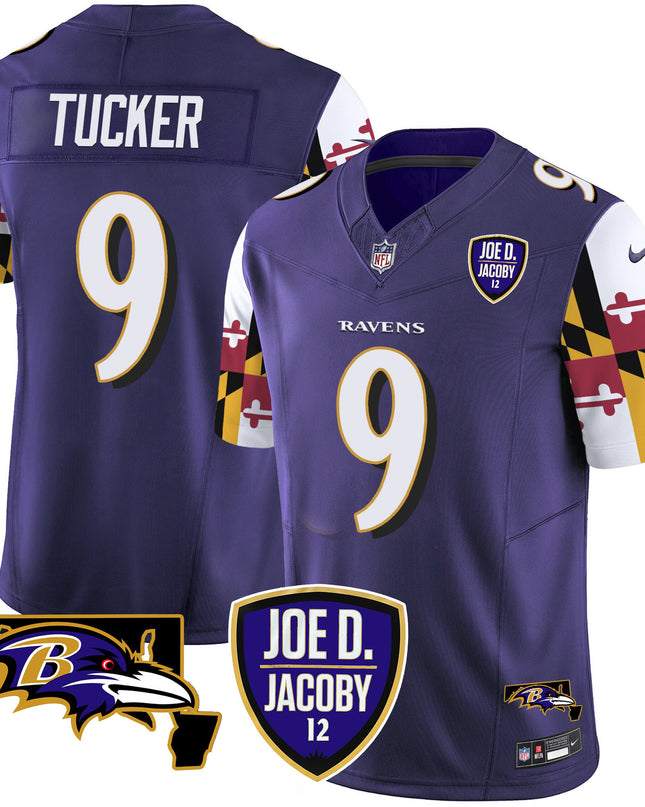 Men's Ravens Joe D & Jacoby Patch Vapor Limited Jersey V2 - All Stitched