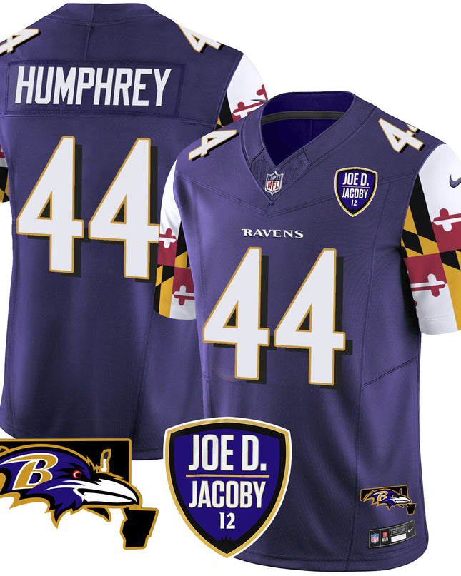 Men's Ravens Joe D & Jacoby Patch Vapor Limited Jersey V2 - All Stitched