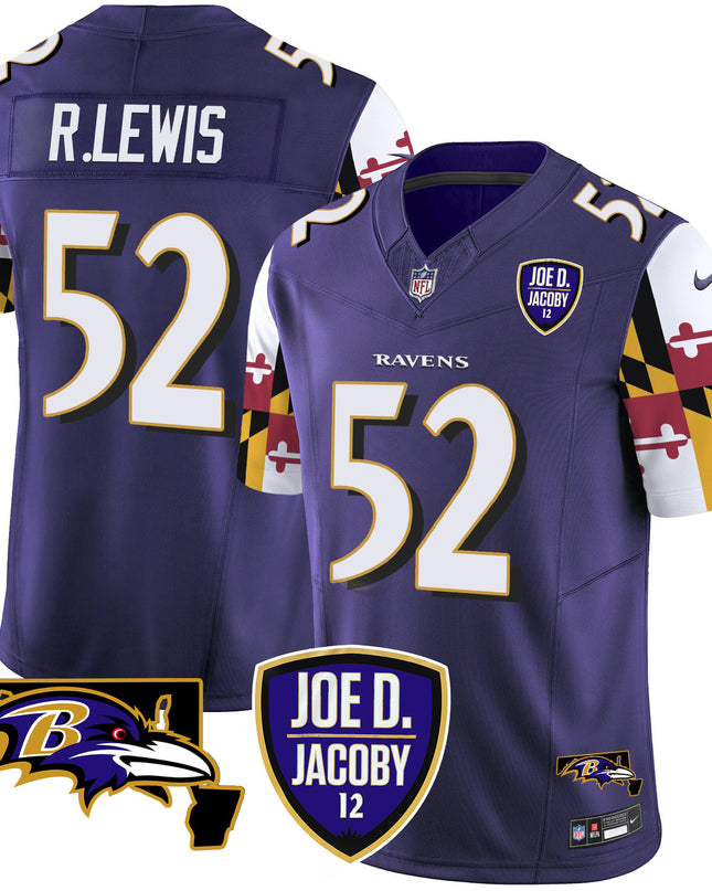 Men's Ravens Joe D & Jacoby Patch Vapor Limited Jersey V2 - All Stitched