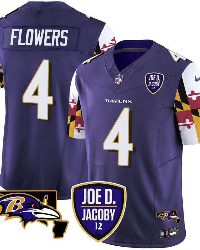 Men's Ravens Joe D & Jacoby Patch Vapor Limited Jersey V2 - All Stitched
