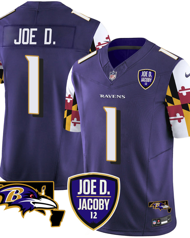 Men's Ravens Joe D & Jacoby Patch Vapor Limited Jersey V2 - All Stitched