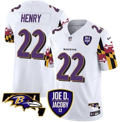 Men's Ravens Joe D & Jacoby Patch Vapor Limited Jersey V2 - All Stitched