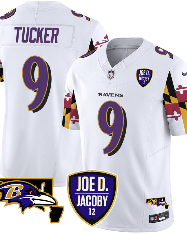 Men's Ravens Joe D & Jacoby Patch Vapor Limited Jersey V2 - All Stitched