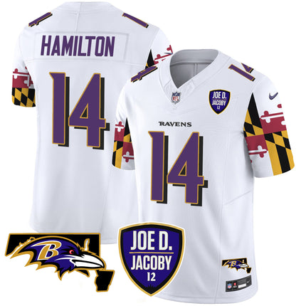 Men's Ravens Joe D & Jacoby Patch Vapor Limited Jersey V2 - All Stitched