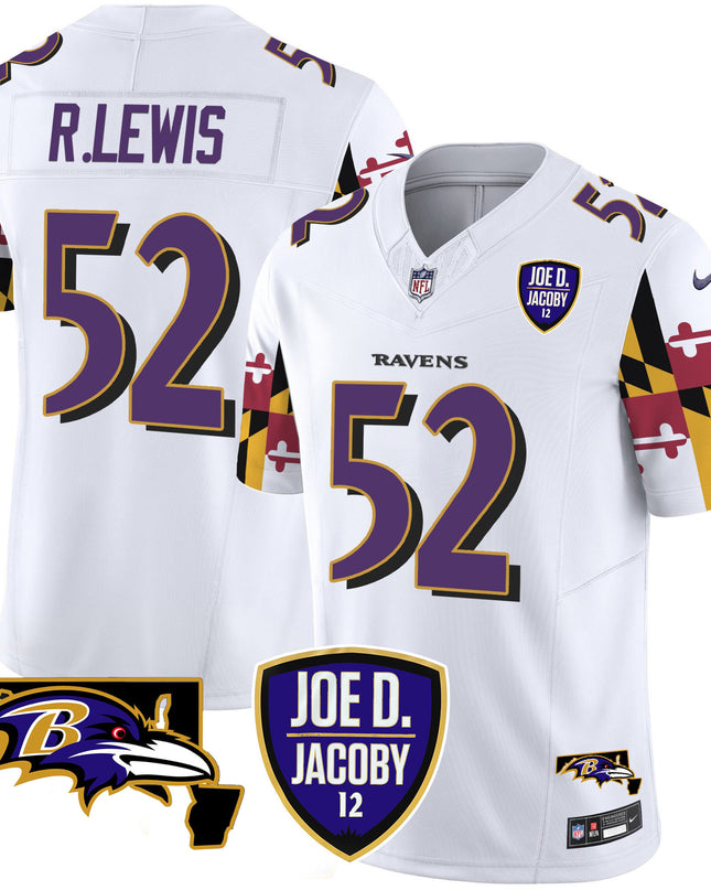 Men's Ravens Joe D & Jacoby Patch Vapor Limited Jersey V2 - All Stitched