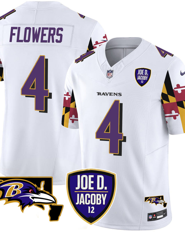Men's Ravens Joe D & Jacoby Patch Vapor Limited Jersey V2 - All Stitched
