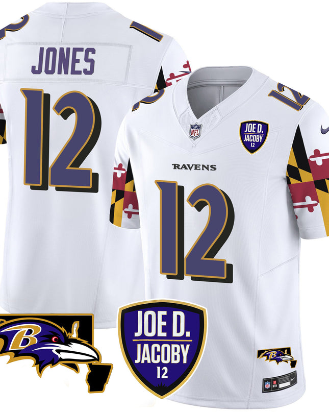 Men's Ravens Joe D & Jacoby Patch Vapor Limited Jersey V2 - All Stitched