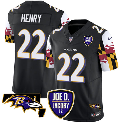 Men's Ravens Joe D & Jacoby Patch Vapor Limited Jersey V2 - All Stitched