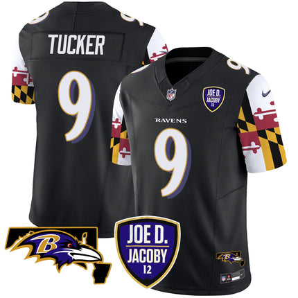 Men's Ravens Joe D & Jacoby Patch Vapor Limited Jersey V2 - All Stitched
