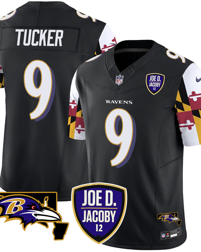 Men's Ravens Joe D & Jacoby Patch Vapor Limited Jersey V2 - All Stitched