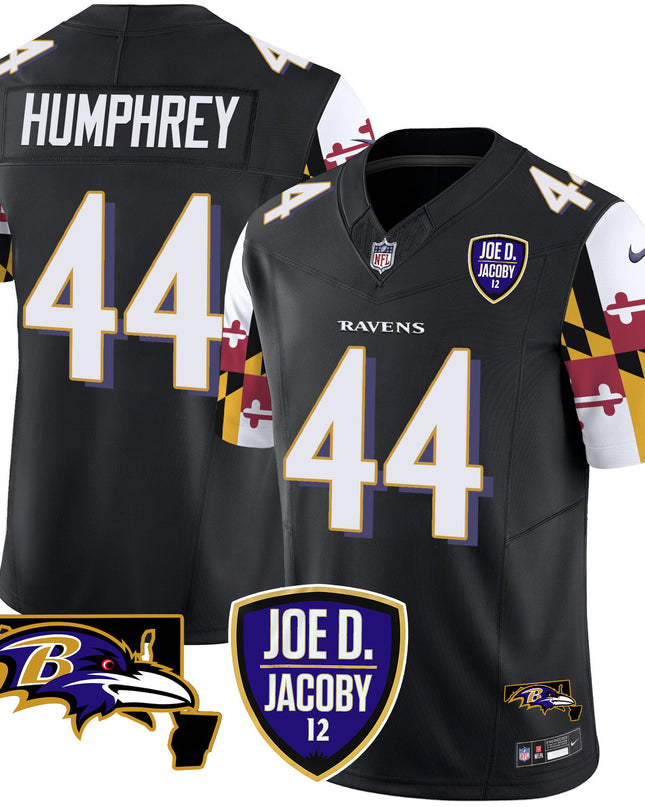Men's Ravens Joe D & Jacoby Patch Vapor Limited Jersey V2 - All Stitched