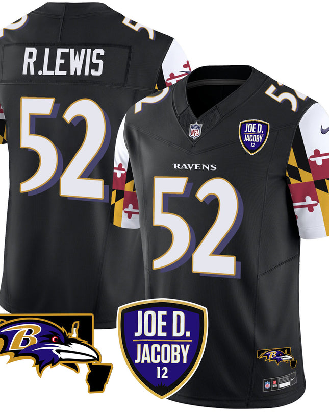Men's Ravens Joe D & Jacoby Patch Vapor Limited Jersey V2 - All Stitched