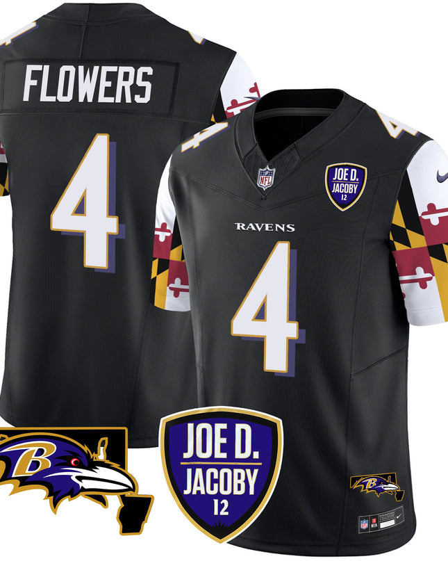 Men's Ravens Joe D & Jacoby Patch Vapor Limited Jersey V2 - All Stitched