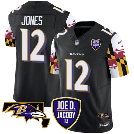 Men's Ravens Joe D & Jacoby Patch Vapor Limited Jersey V2 - All Stitched