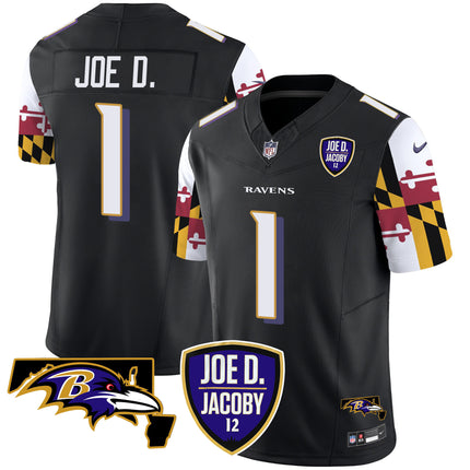 Men's Ravens Joe D & Jacoby Patch Vapor Limited Jersey V2 - All Stitched