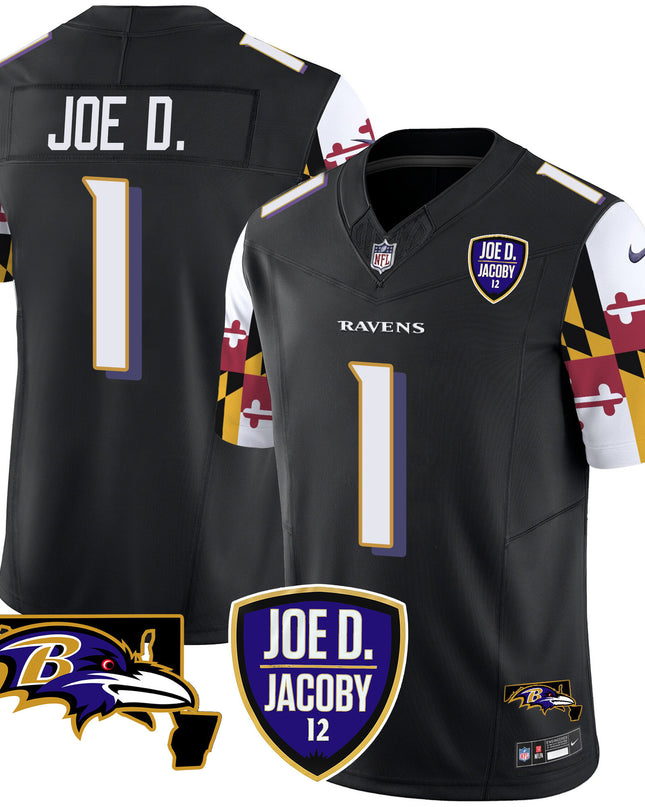 Men's Ravens Joe D & Jacoby Patch Vapor Limited Jersey V2 - All Stitched