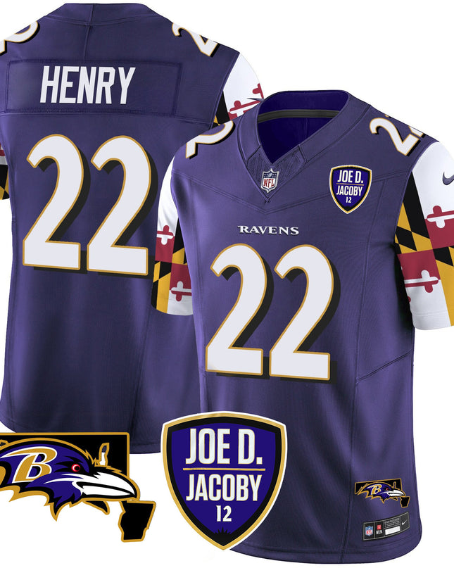 Men's Ravens Joe D & Jacoby Patch Vapor Limited Jersey V2 - All Stitched