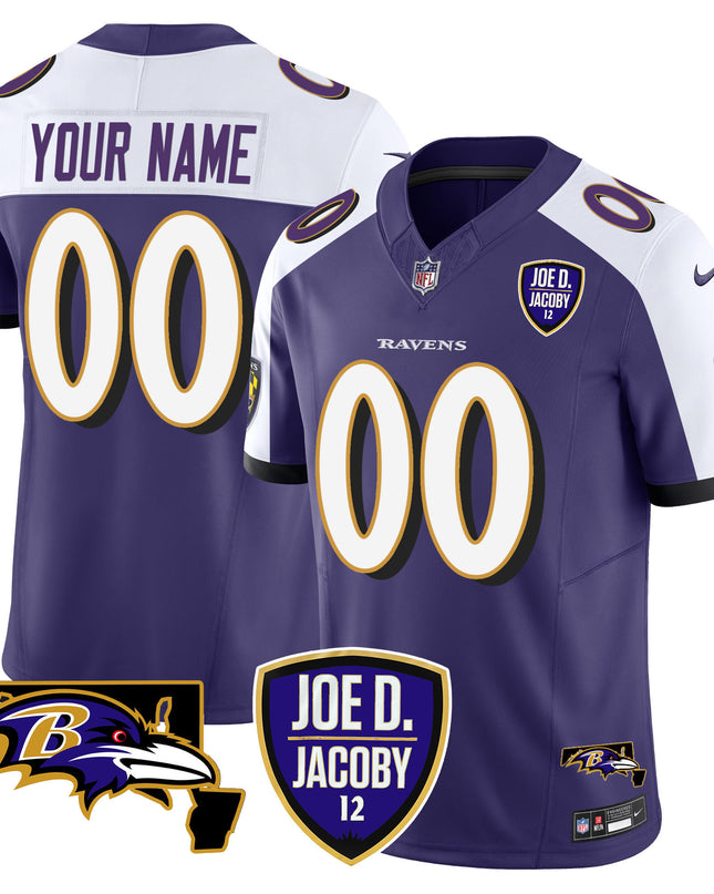 Ravens Joe D & Jacoby Patch Vapor Limited Custom Jersey - All Stitched