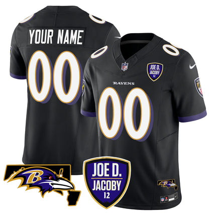 Ravens Joe D & Jacoby Patch Vapor Limited Custom Jersey - All Stitched