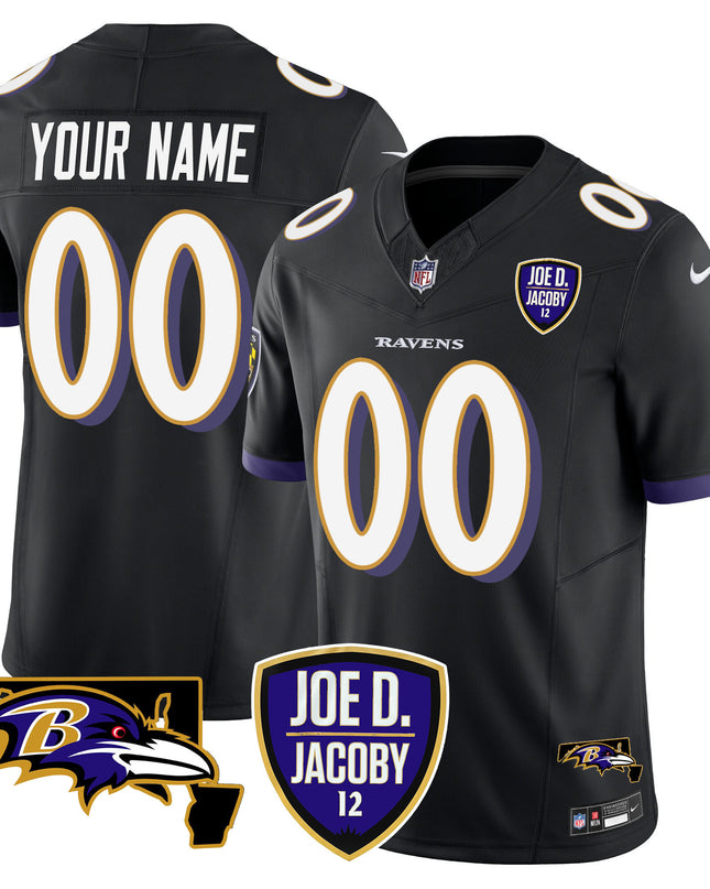 Ravens Joe D & Jacoby Patch Vapor Limited Custom Jersey - All Stitched