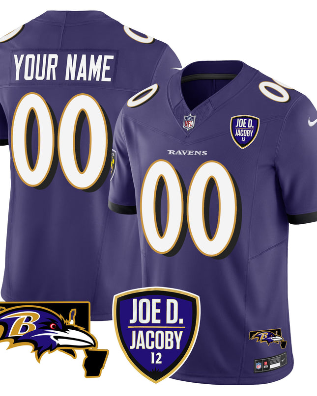 Ravens Joe D & Jacoby Patch Vapor Limited Custom Jersey - All Stitched