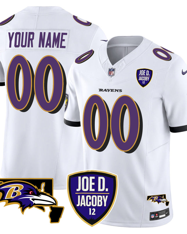 Ravens Joe D & Jacoby Patch Vapor Limited Custom Jersey - All Stitched