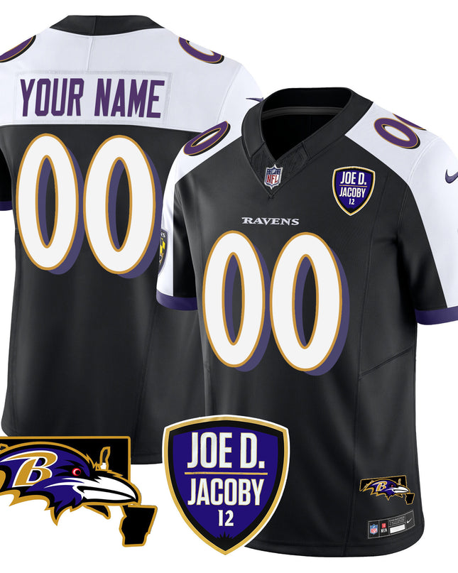 Ravens Joe D & Jacoby Patch Vapor Limited Custom Jersey - All Stitched