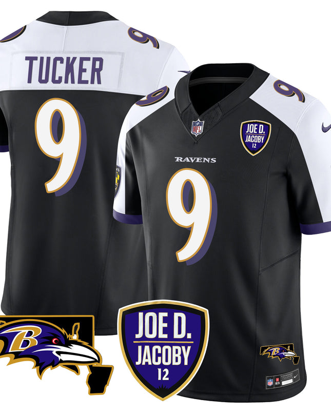 Men's Ravens Joe D & Jacoby Patch Vapor Limited Jersey - All Stitched