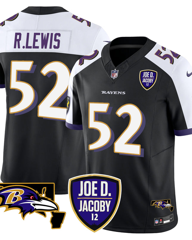 Men's Ravens Joe D & Jacoby Patch Vapor Limited Jersey - All Stitched