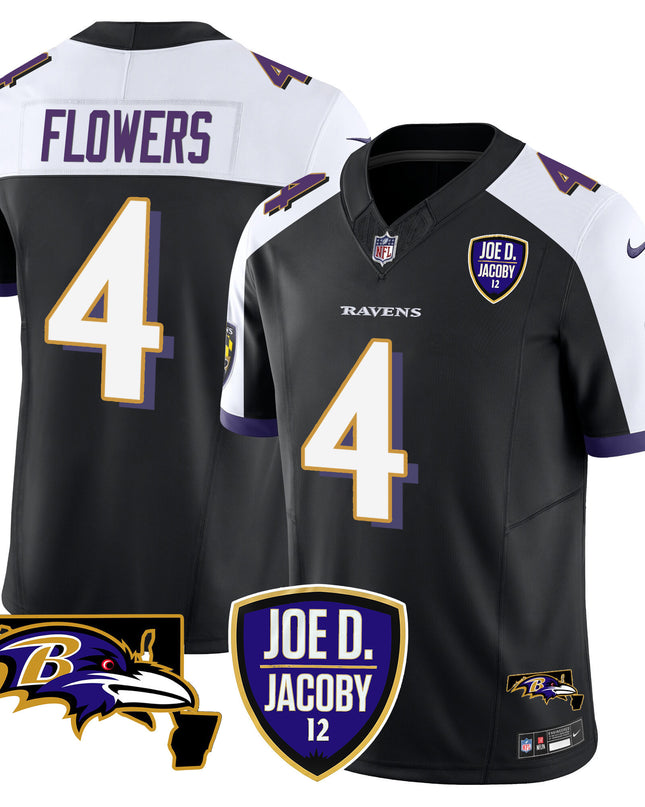 Men's Ravens Joe D & Jacoby Patch Vapor Limited Jersey - All Stitched
