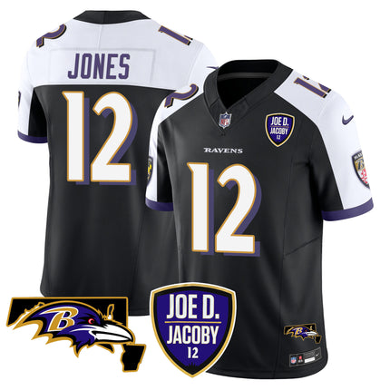 Men's Ravens Joe D & Jacoby Patch Vapor Limited Jersey - All Stitched