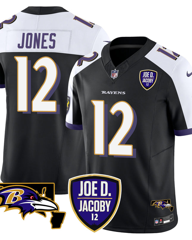 Men's Ravens Joe D & Jacoby Patch Vapor Limited Jersey - All Stitched